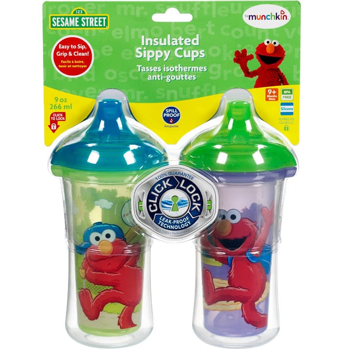 Munchkin Click Lock 9oz Insulated Sippy Cups - 2pk- Sesame Street