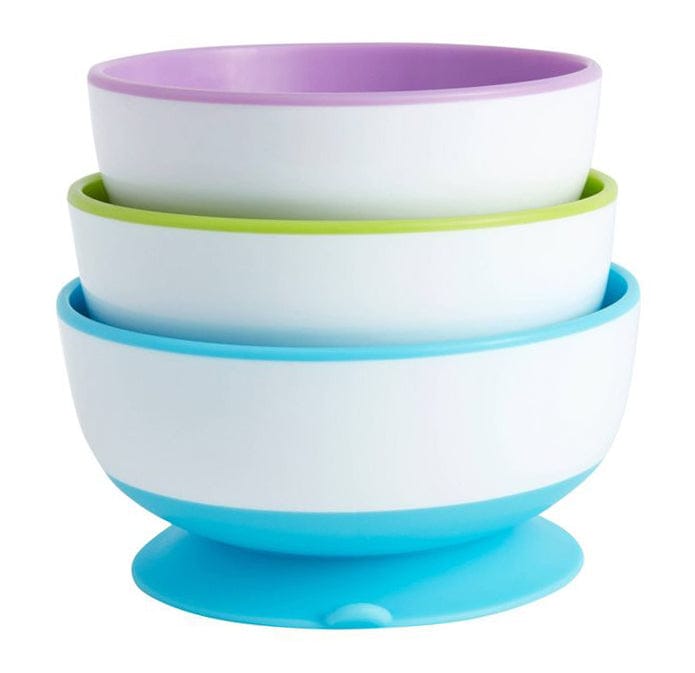 Munchkin Stay Put Suction Bowls, 3 Pack - Light Blue/Purple/Green - 27198002