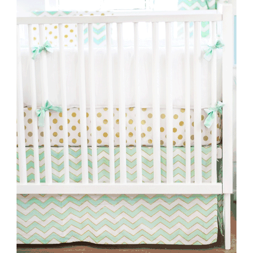 New Arrivals Gold Rush in Mist 4 Piece Crib Bedding Set - NA-GOLDM-4PC