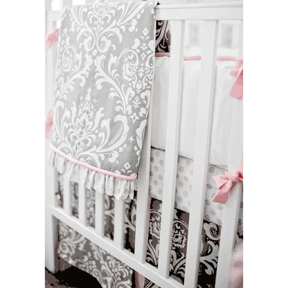 New Arrivals Stella Gray 2 Piece Baby Crib Bedding Set