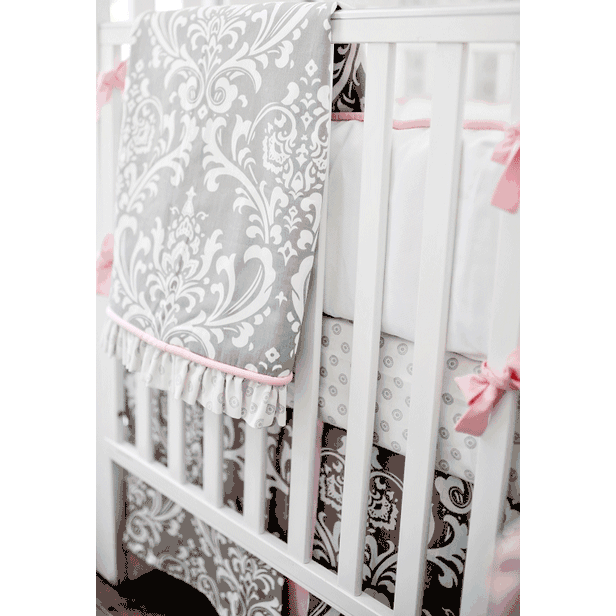 New Arrivals Stella Gray 4 Piece Baby Crib Bedding Set - NA-STELLA-4PC