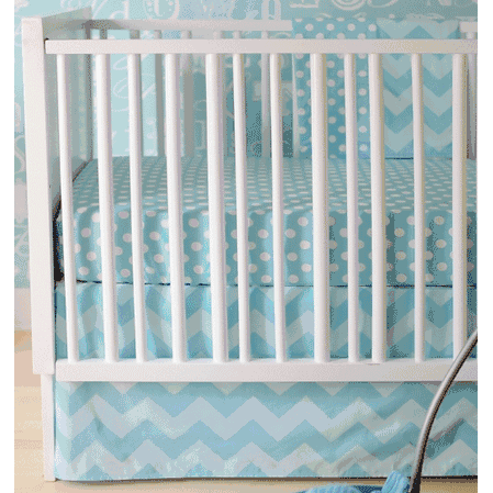 New Arrivals Zig Zag Aqua 2 Piece Baby Crib Bedding Set