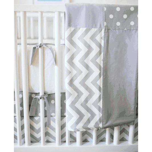 New Arrivals Zig Zag Grey 3 Piece Baby Crib Bedding Set