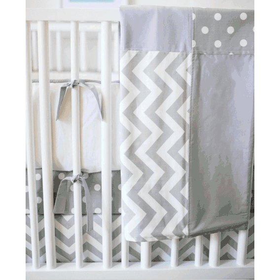 New Arrivals Zig Zag Grey 4 Piece Baby Crib Bedding Set