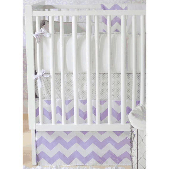 New Arrivals Zig Zag Lavender 2 Piece Baby Crib Bedding Set