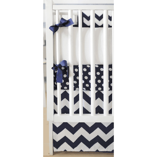 New Arrivals Zig Zag Navy 4 Piece Baby Crib Bedding Set