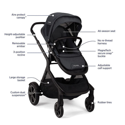 Nuna DEMI Grow + PIPA Lite RX Travel System with Aire Protect Canopy + Classic Canopy - Ocean