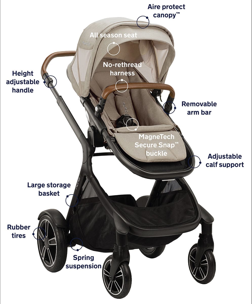 Nuna DEMI Grow + PIPA Lite RX Twin Travel System with Aire Protect Canopy + Classic Canopy - Hazelwood / Caviar - TWIN-ST08122HAZ-CF10208600CVR