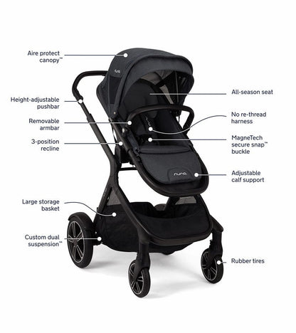 Nuna DEMI Grow + PIPA RX Travel System with Aire Protect Canopy + Classic Canopy - Ocean - ST08120OCN-CF12508601OCN