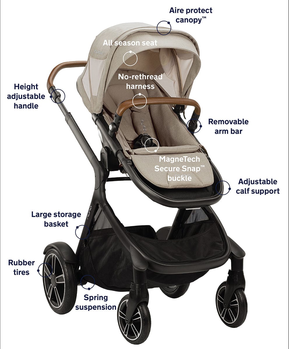 Nuna DEMI Grow + PIPA RX Twin Travel System with Aire Protect Canopy + Classic Canopy - Hazelwood / Caviar - TWIN-ST08122HAZ-CF12508600CVR