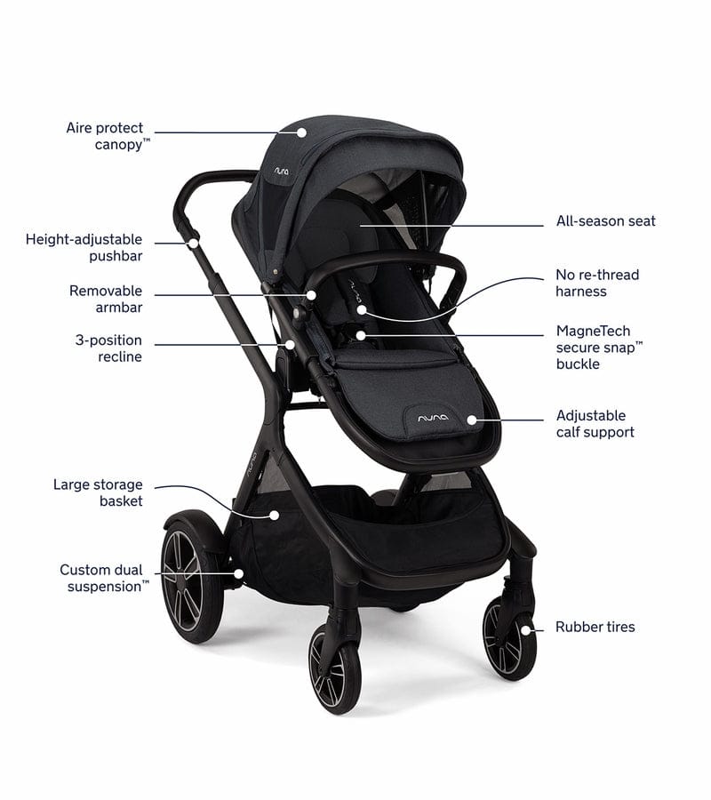 Nuna DEMI Grow + PIPA RX Twin Travel System with Aire Protect Canopy + Classic Canopy - Ocean - TWIN-ST08120OCN-CF12508601OCN