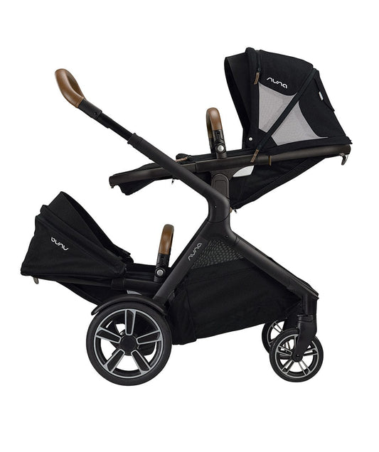 Nuna DEMI Grow Double Stroller with Aire Protect Canopy + Classic Canopy - Caviar - ST08120CVR-AC08116CVR