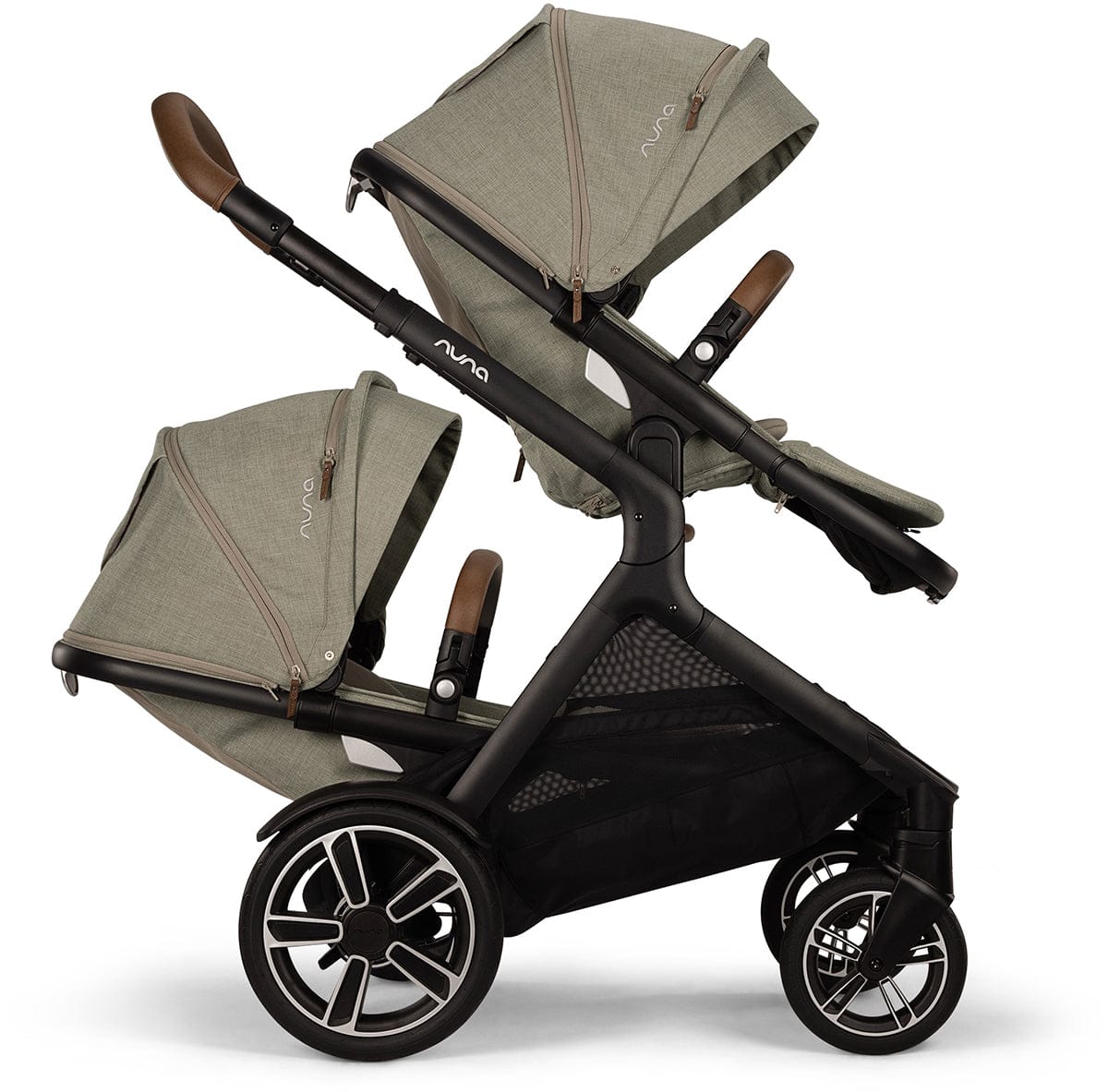 Nuna DEMI Next Double Stroller with Rider Board + PIPA RX Travel System Bundle - Hazelwood - DBL-ST17902HAZ-CF12508603HAZ