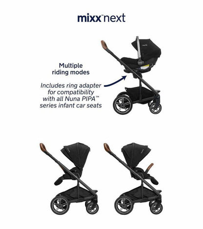 Nuna MIXX Next + PIPA RX Travel System Bundle - Hazelwood / Caviar - ST13440HAZ-CF12508600CVR