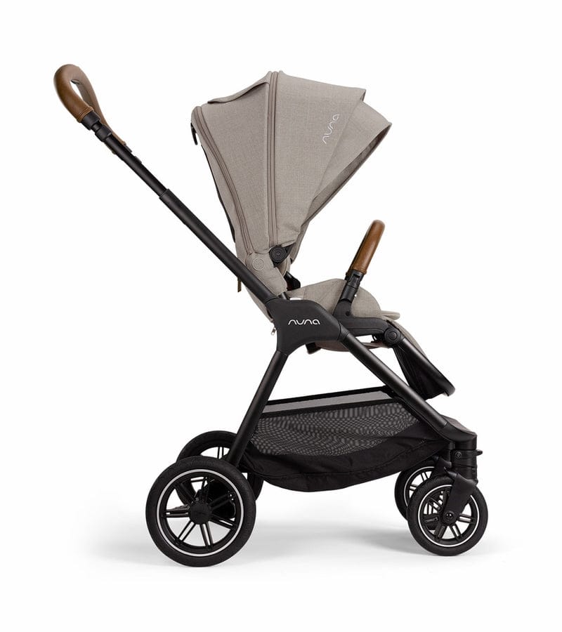 Nuna TRIV Next Stroller + TRIV & SWIV Bassinet + Stand Bundle - Hazelwood / Caviar - ST16601HAZ-CD15300CVR