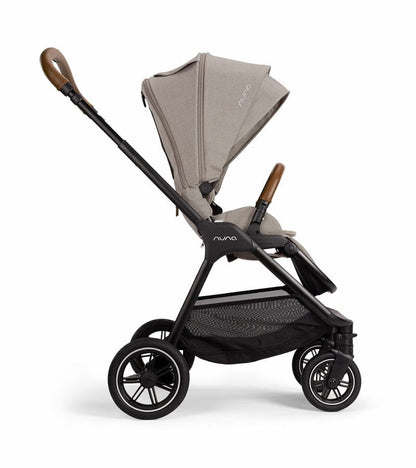 Nuna TRIV Next Stroller + TRIV & SWIV Bassinet + Stand Bundle - Hazelwood / Caviar - ST16601HAZ-CD15300CVR