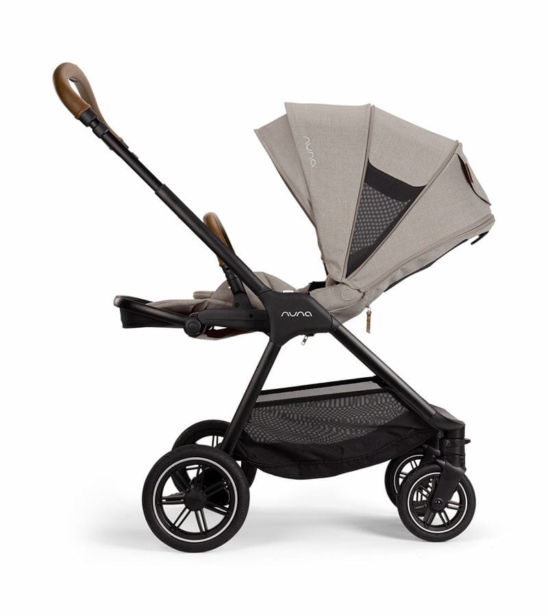 Nuna TRIV Next Stroller + TRIV & SWIV Bassinet + Stand Bundle - Hazelwood / Caviar - ST16601HAZ-CD15300CVR