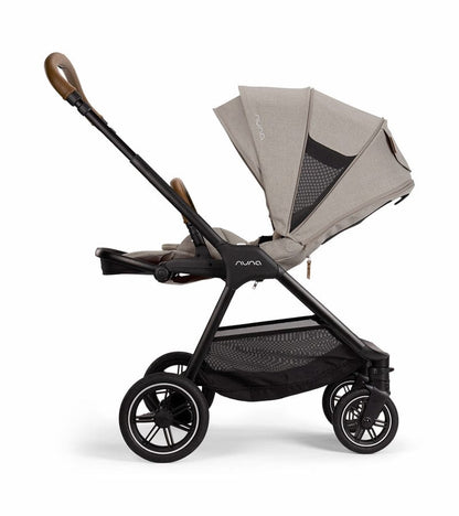 Nuna TRIV Next Stroller + TRIV & SWIV Bassinet + Stand Bundle - Hazelwood / Caviar - ST16601HAZ-CD15300CVR