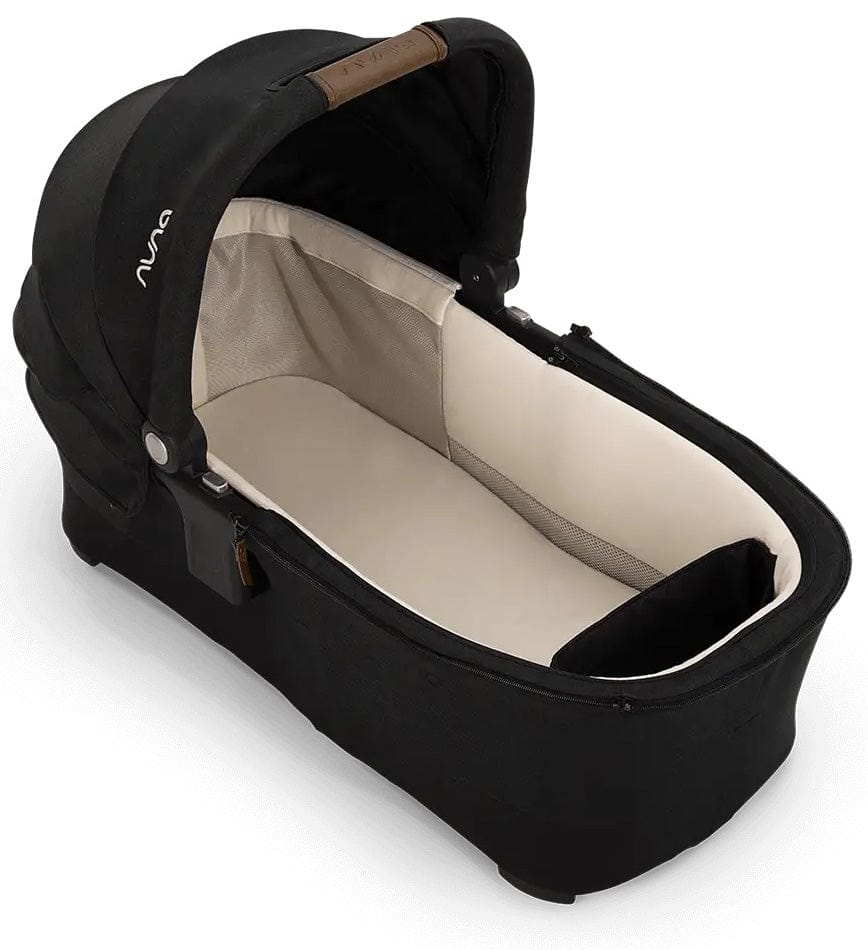Nuna TRIV Next Stroller + TRIV & SWIV Bassinet + Stand Bundle - Hazelwood / Caviar - ST16601HAZ-CD15300CVR