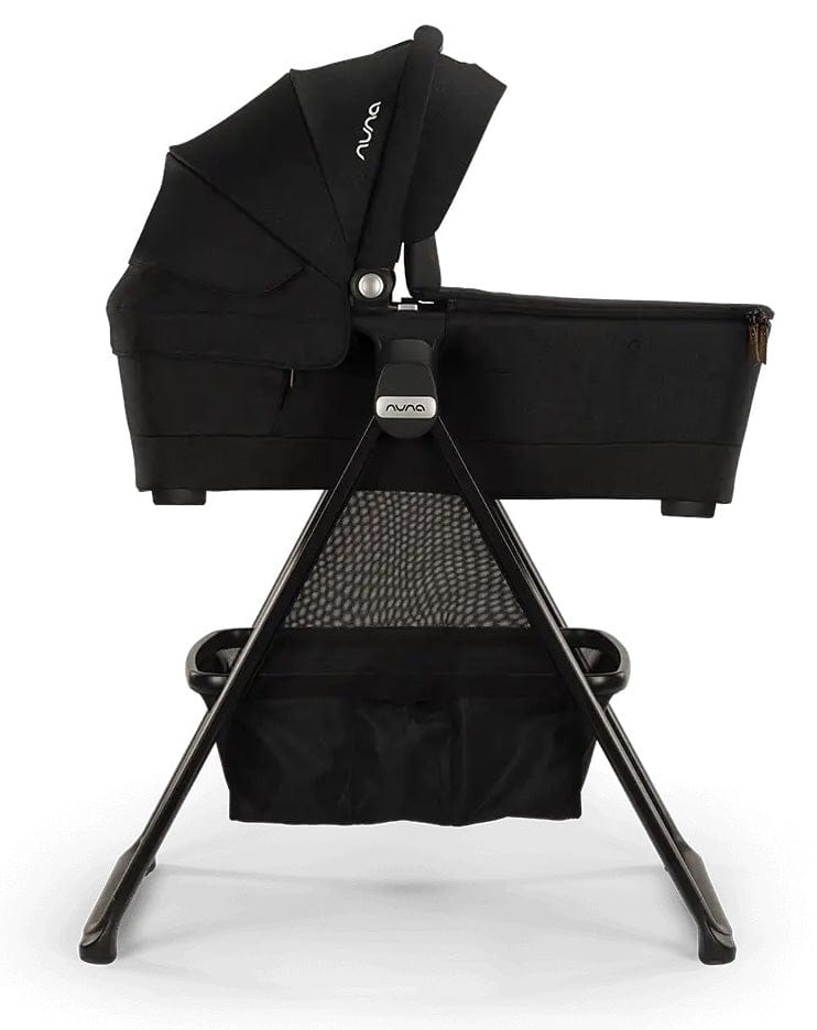 Nuna TRIV Next Stroller + TRIV & SWIV Bassinet + Stand Bundle - Hazelwood / Caviar - ST16601HAZ-CD15300CVR