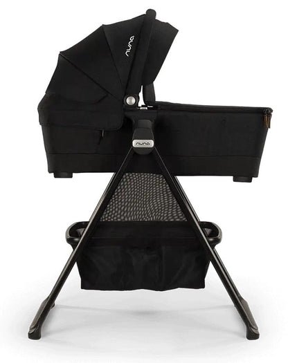 Nuna TRIV Next Stroller + TRIV & SWIV Bassinet + Stand Bundle - Hazelwood / Caviar - ST16601HAZ-CD15300CVR