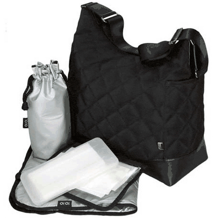OiOi Diamond Quilted Black Hobo Diaper Bag - 6187