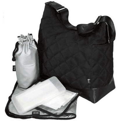 OiOi Diamond Quilted Black Hobo Diaper Bag - 6187