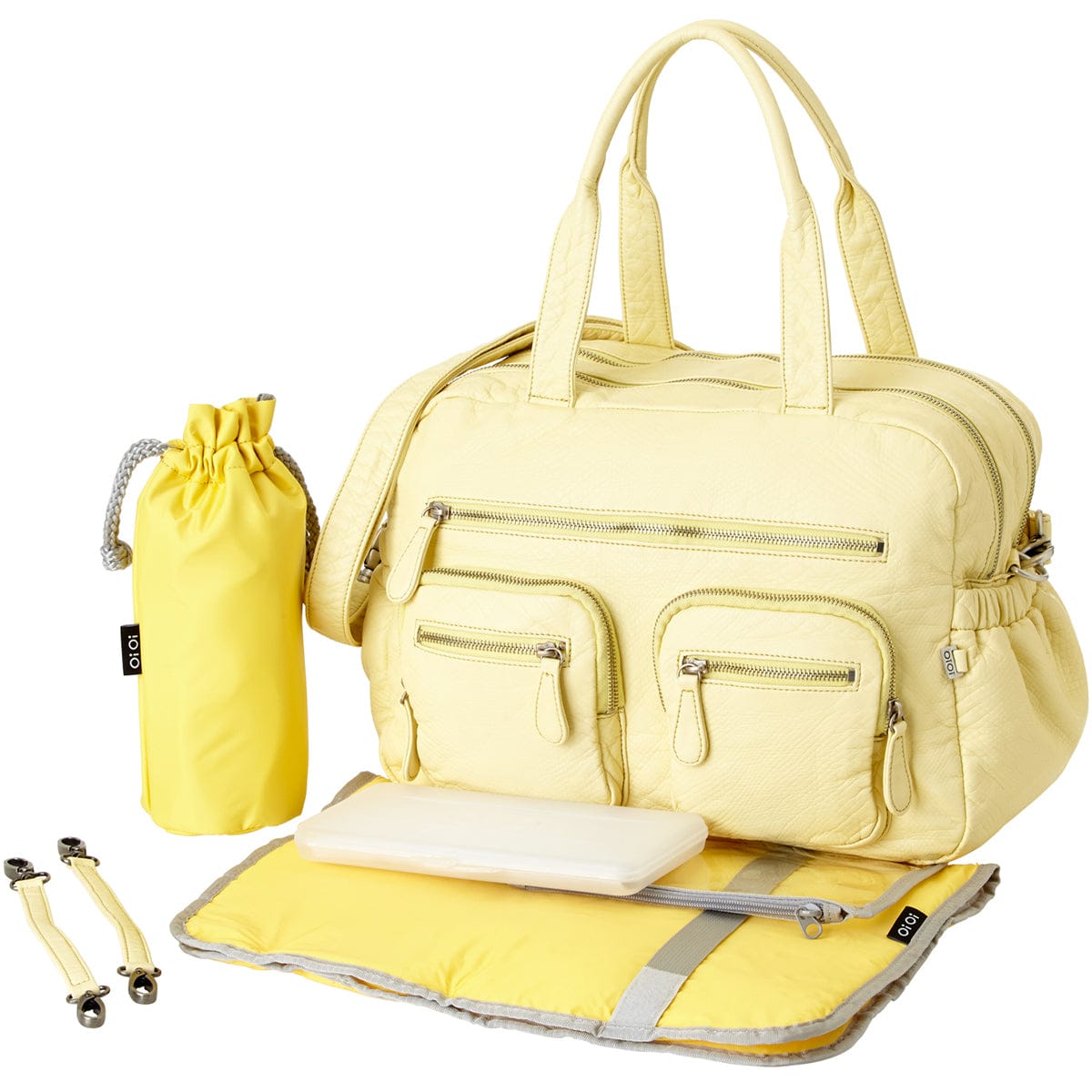 OiOi Faux Lizard Carryall Diaper Bag in French Vanilla - 6636