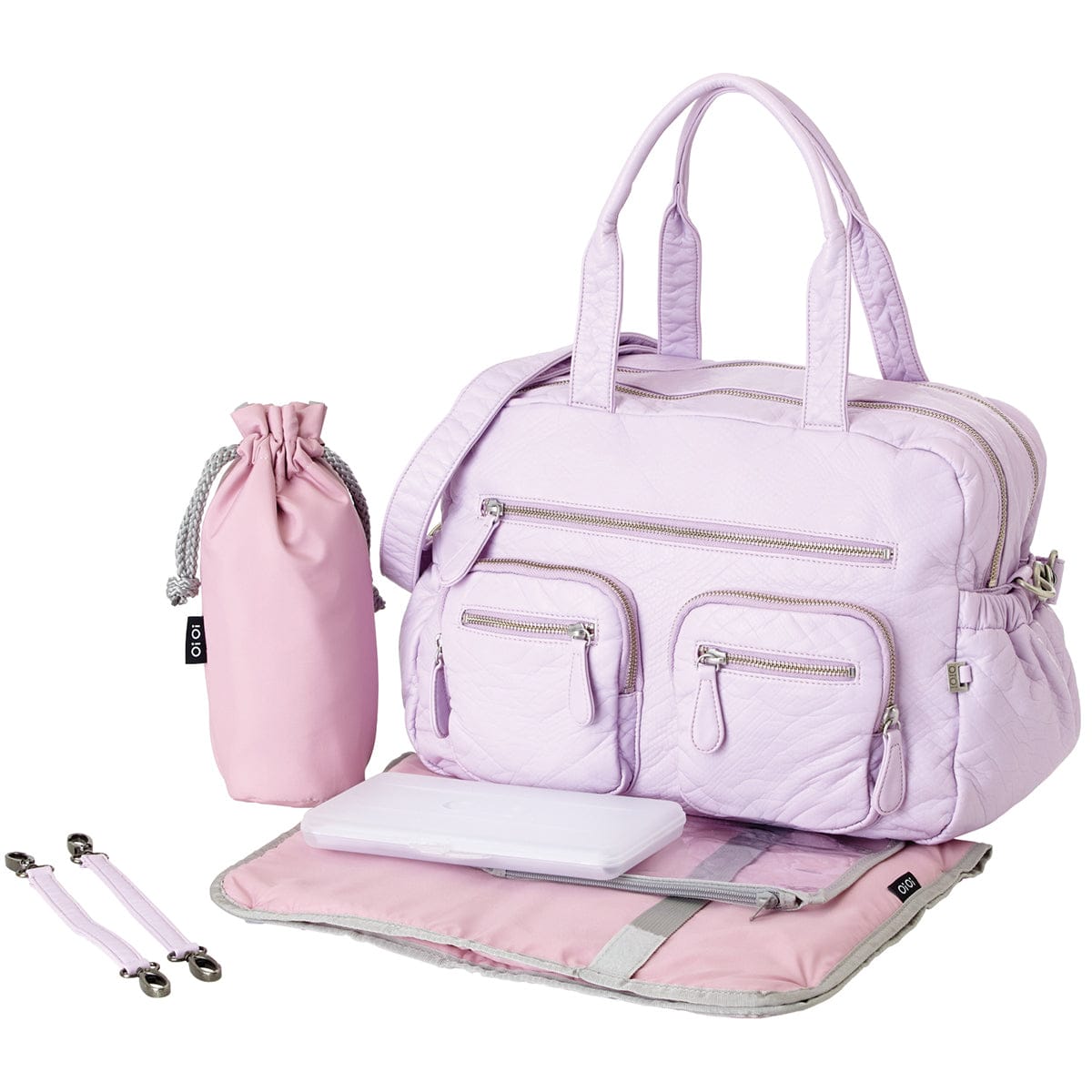 OiOi Faux Lizard Carryall Diaper Bag in Lilac Orchard - 6638-OIOI