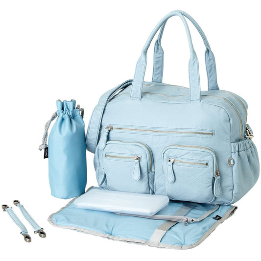 OiOi Faux Lizard Carryall Diaper Bag in Powder Blue - 6637