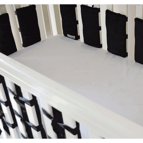 Oliver B Ventilated Slat 20 Pack Bumpers in Black Minky and Satin Black Ties - OBN0114M