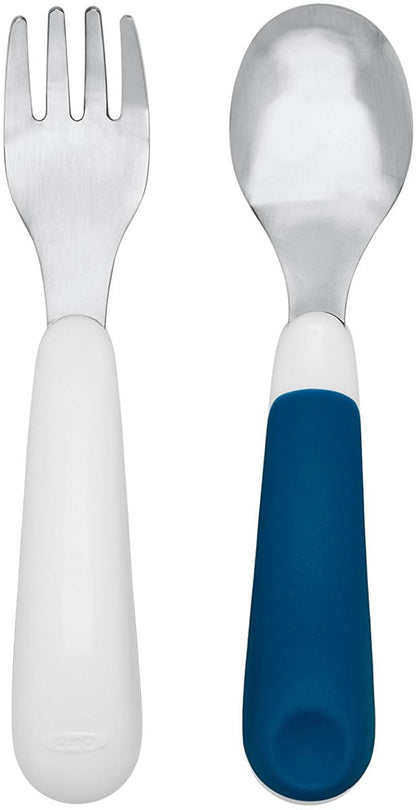 OXO Tot On-the-Go Fork & Spoon Set - Navy