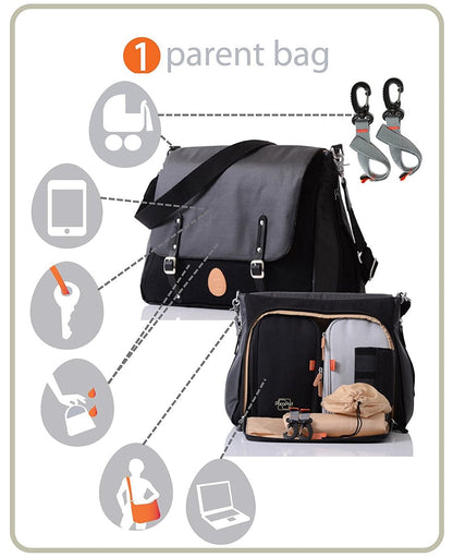 PacaPod Prescott Diaper Bag - Black - BB0251