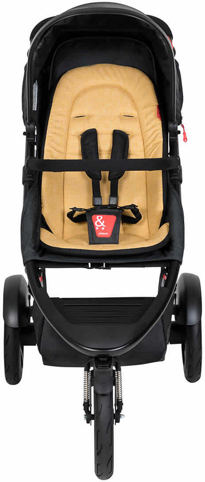 Phil & Teds Dash Stroller & Liner - Black/Butterscotch - PT-DASH-V6-5-BUTTER