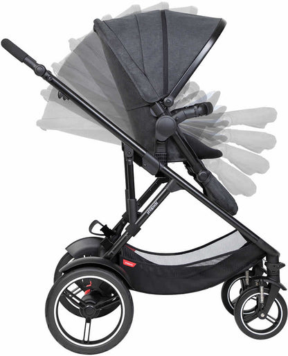 Phil & Teds Voyager Stroller & Liner - Black/Blush - PT-VOYAGER-V6-5-BLUSH