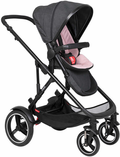 Phil & Teds Voyager Stroller & Liner - Black/Blush - PT-VOYAGER-V6-5-BLUSH