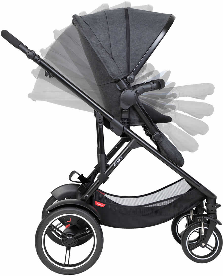 Phil & Teds Voyager Stroller & Liner - Black/Chilli - PT-VOYAGER-V6-5-CHILLI