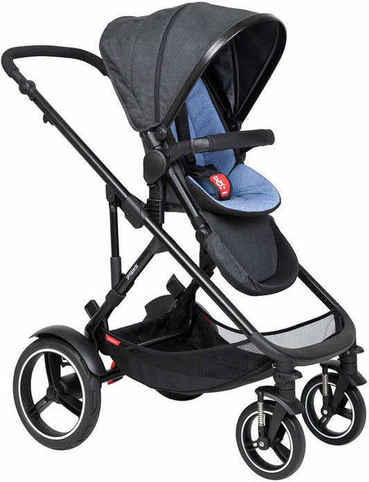 Phil & Teds Voyager Stroller & Liner - Black/Sky - PT-VOYAGER-V6-5-SKY