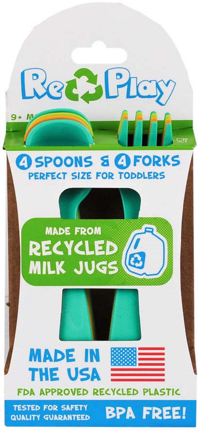 Re-Play Spoon & Fork Set, 8-Pack - Aqua