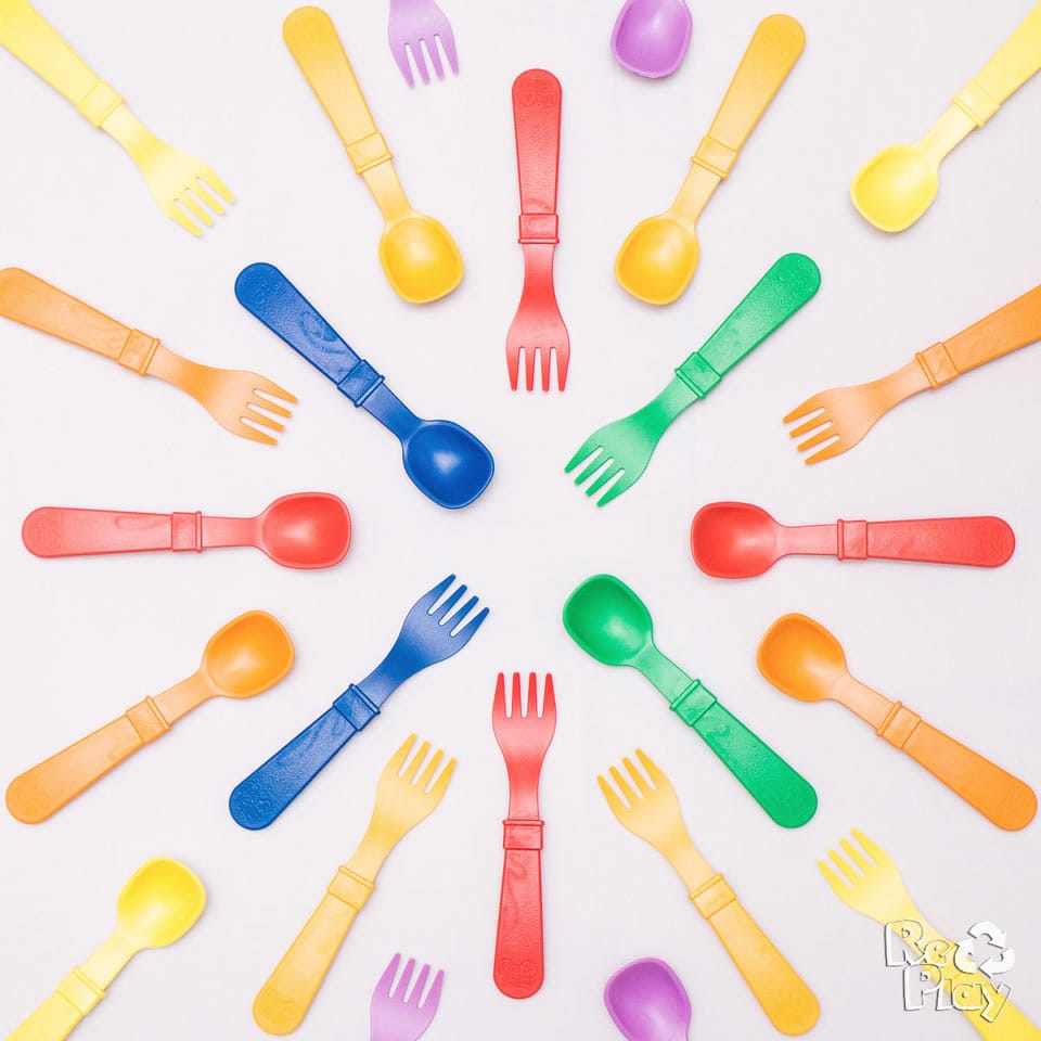 Re-Play Spoon & Fork Set, 8-Pack - Primary