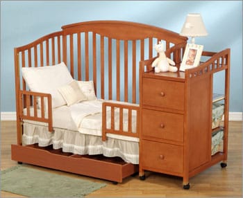 Simplicity Christina Crib 'N Changer Combo in Pecan Finish - 8996CRP