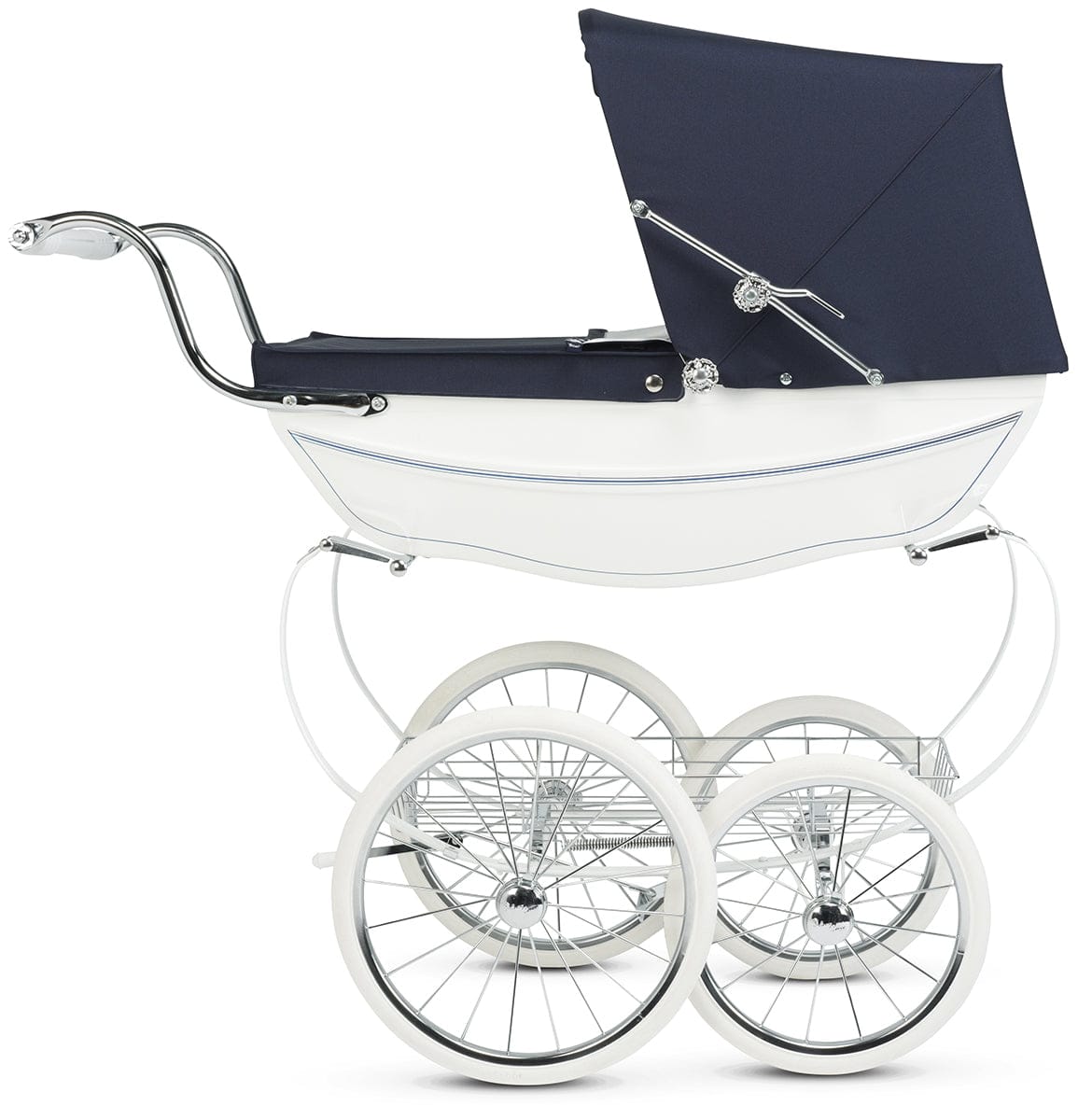 Silver Cross Oberon Doll's Pram - White / Navy - SX6068-US