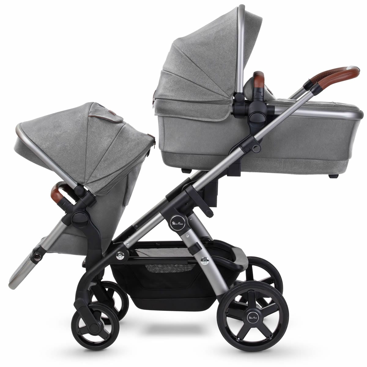 Silver Cross 2021 Wave Twin Stroller - Zinc - SX2233-ZCUS-TWIN