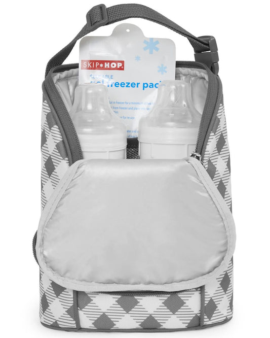 Skip Hop Grab & Go Double Bottle Bag - Gingham - 9I350810