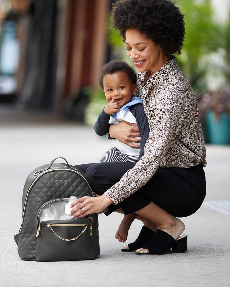 Skip Hop LINX Quilted Backpack Diaper Bag - Black - 200750-S
