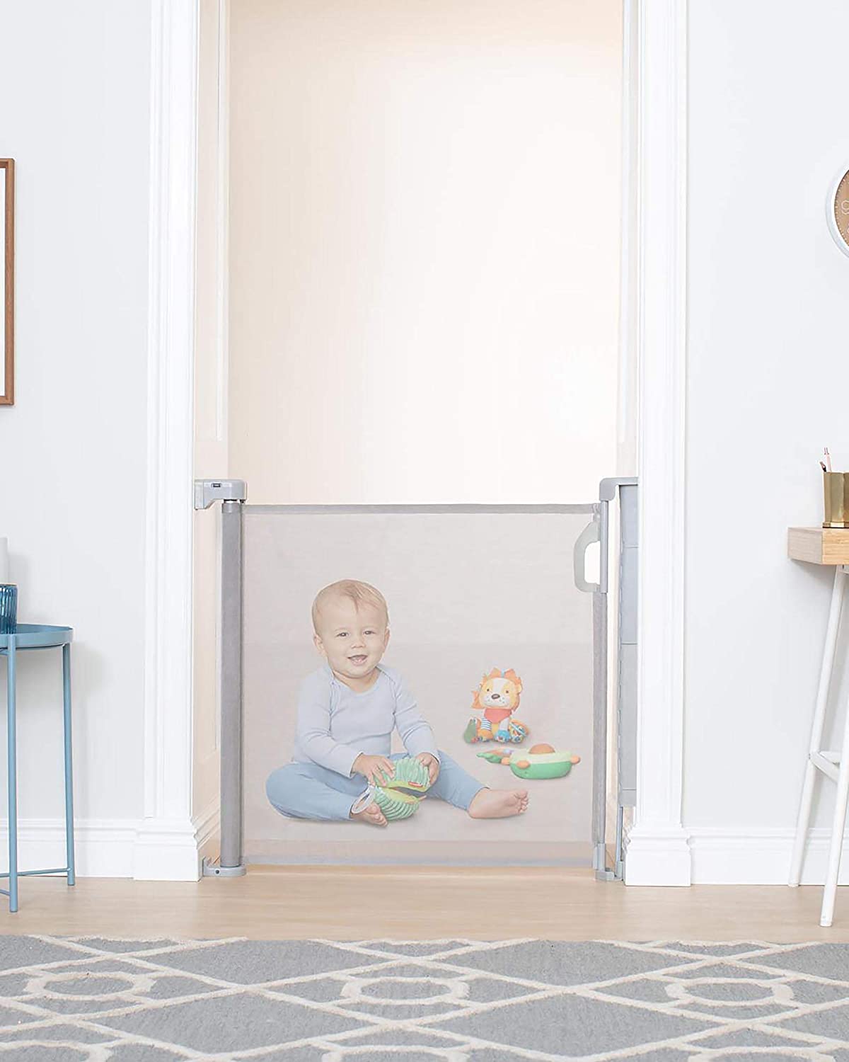 Skip Hop Playview Retractable Baby Gate - Grey Mesh