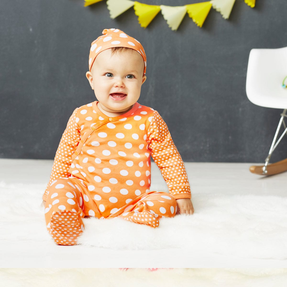 Skip Hop POP Print Footie & Hat Set - Tangerine (Newborn) - 279325-NB