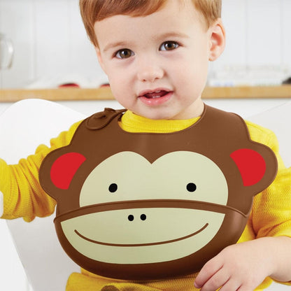 Skip Hop Zoo Fold & Go Silicone Bib - Monkey