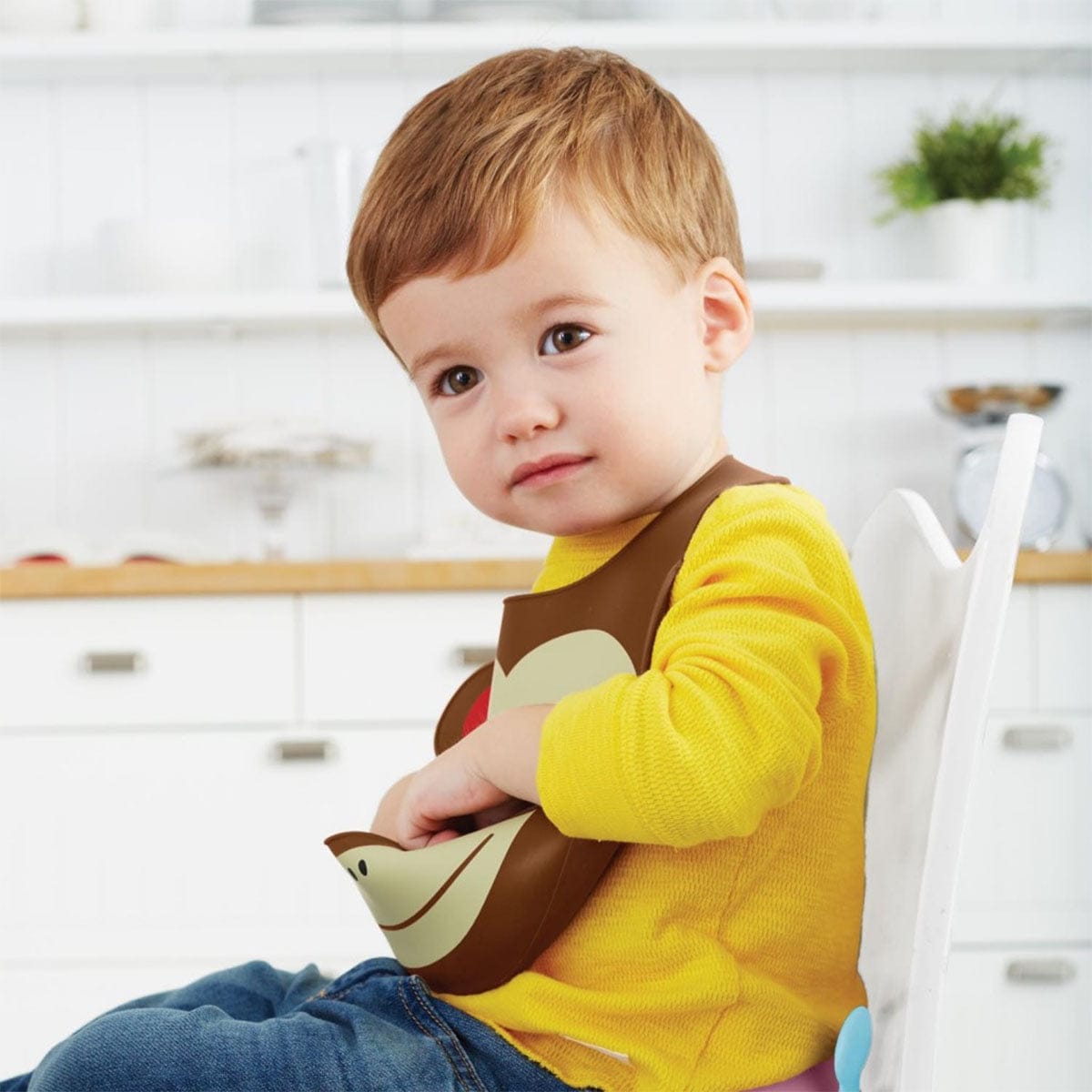 Skip Hop Zoo Fold & Go Silicone Bib - Monkey