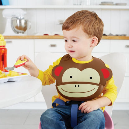 Skip Hop Zoo Fold & Go Silicone Bib - Monkey